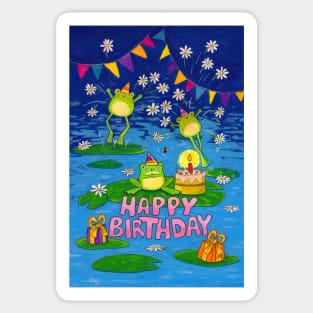 Frogs Birthday Party Sticker